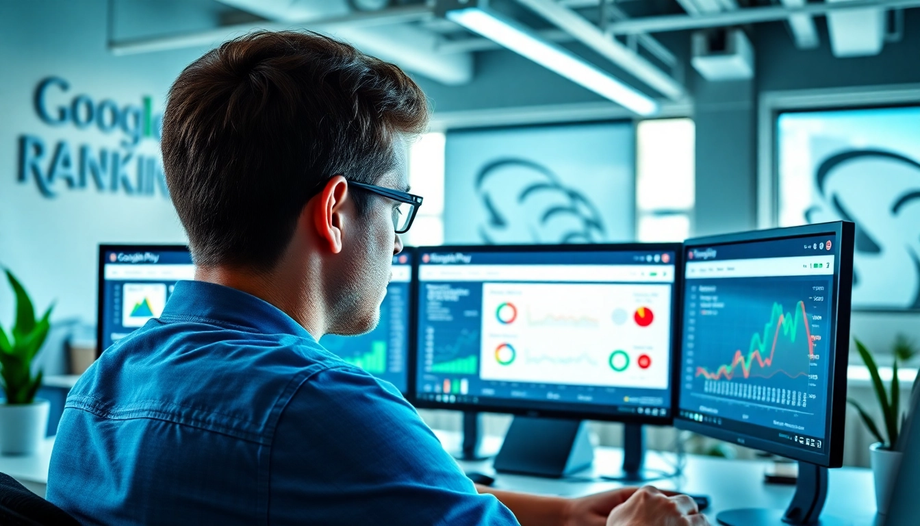 Analyze google play ranking data in a modern workspace with metrics and analytics.