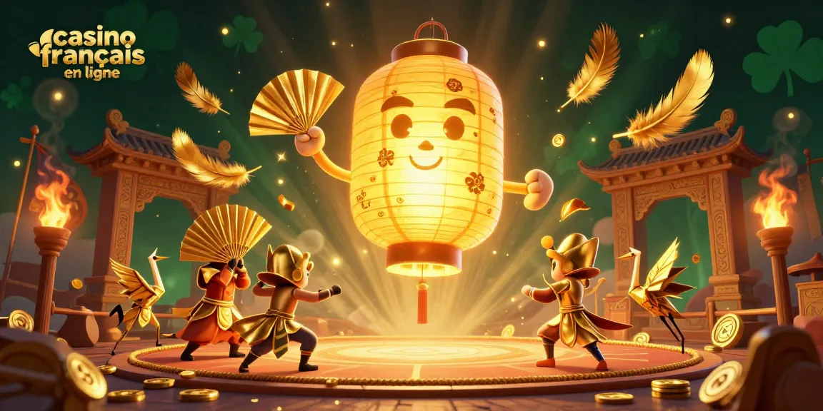 Jouez au casino français en ligne avec des symboles de chance et une ambiance festive.