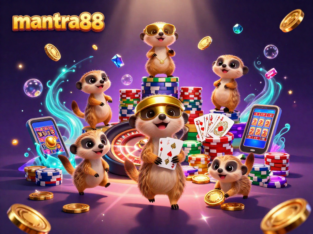 Engage in vibrant action at mantra88's animated casino with meerkats managing games and rewards.