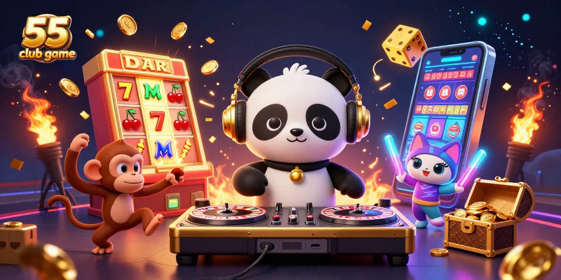 Experience thrilling moments with the 55 club game in vibrant, animated 3D casino scene.
