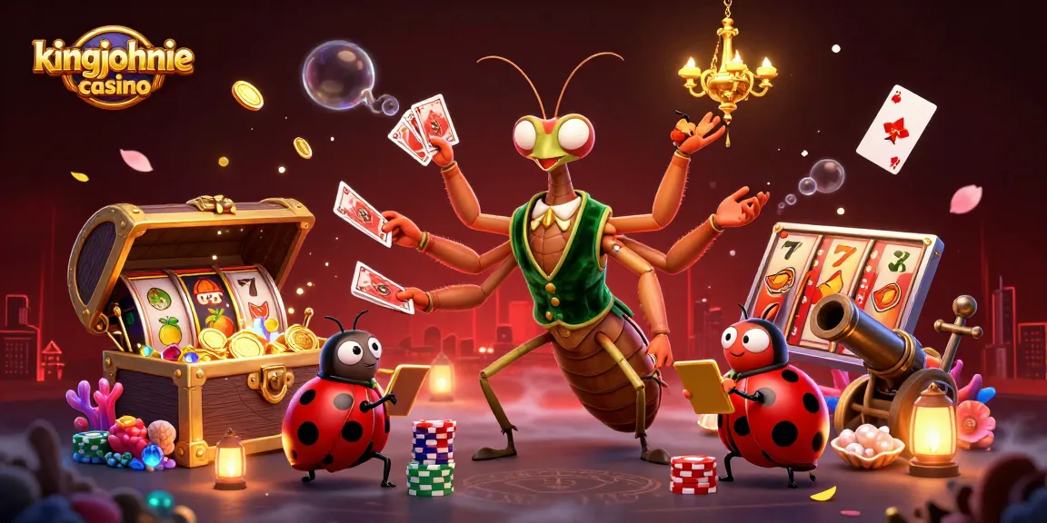 Experience the vibrant kingjohnnie casino with a dynamic 3D scene of playful characters.