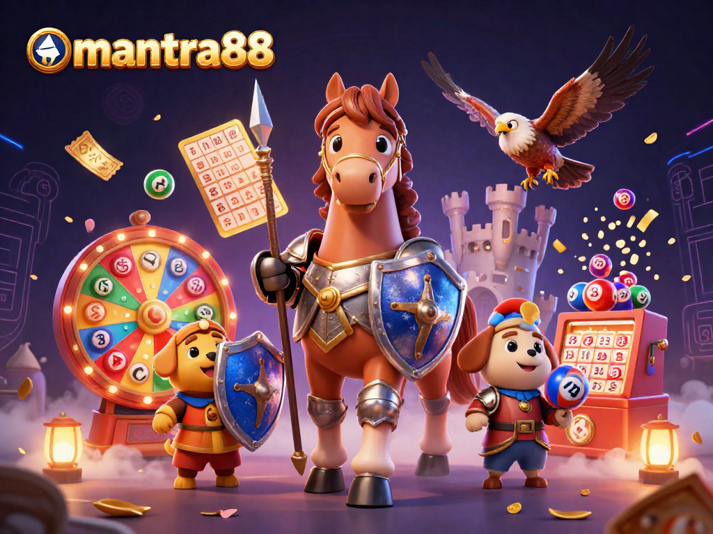 Join mantra88's thrilling adventure with a knight, puppy, and falcon amidst dynamic lottery elements.