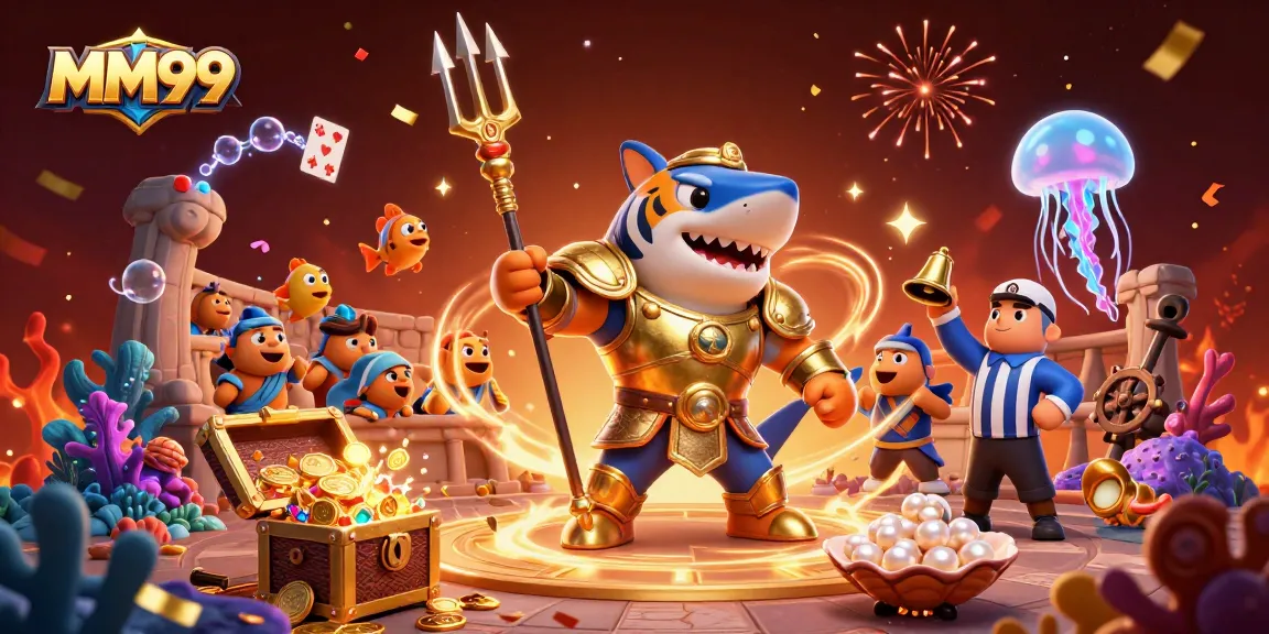 Experience thrilling MM99 slots action with diverse colorful characters in a vibrant underwater scene.